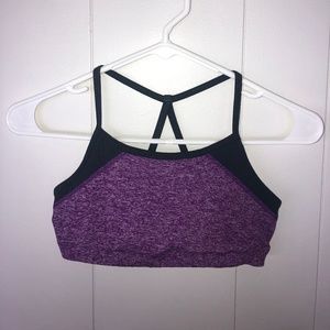 Zella girls purple and grey sports bra